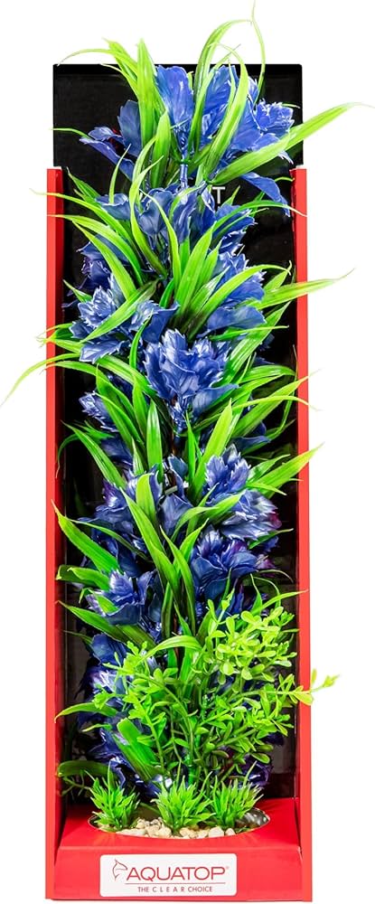 Aquatop Vibrant Garden Blue Plant White 16"