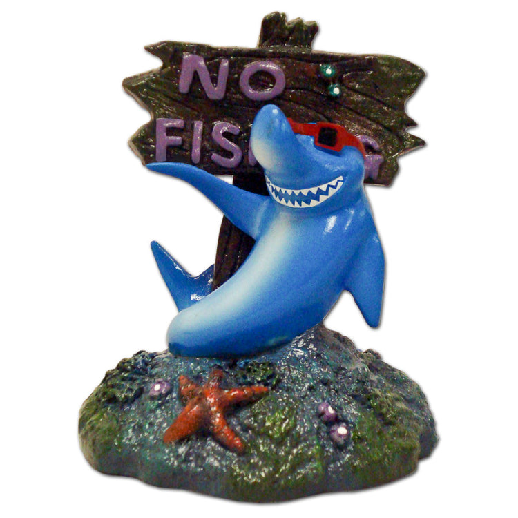 Blue Ribbon Cool Shark with No Fishing Sign