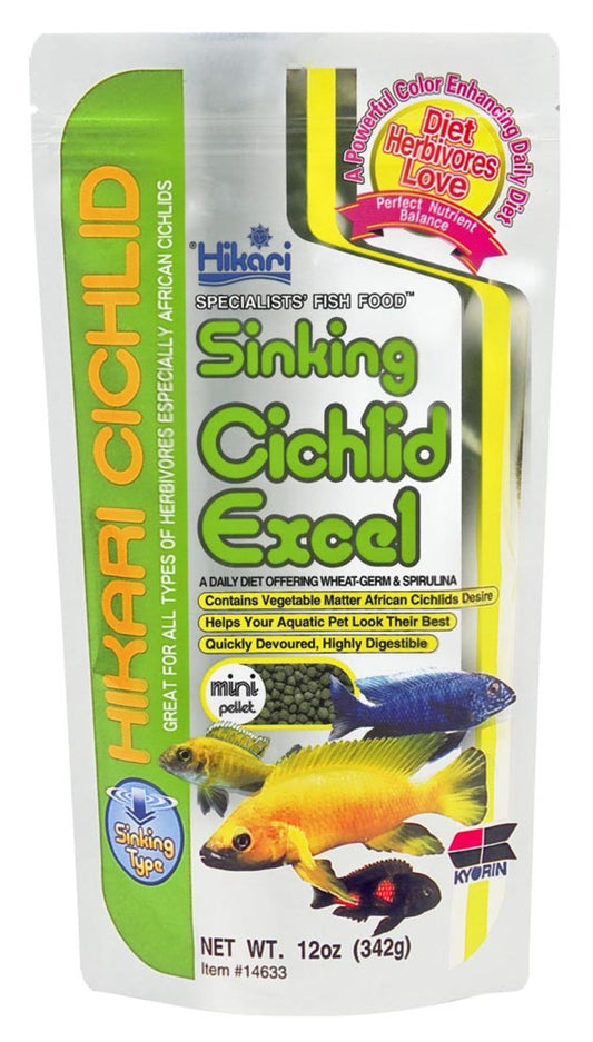 Hikari Cichlid Mini Excel Sinking Pellets Fish Food 12 oz