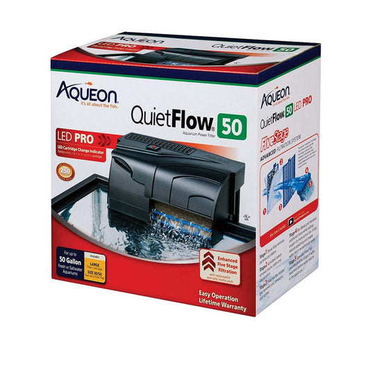 Aqueon QuietFlow LED PRO Aquarium Power Filter Size 50