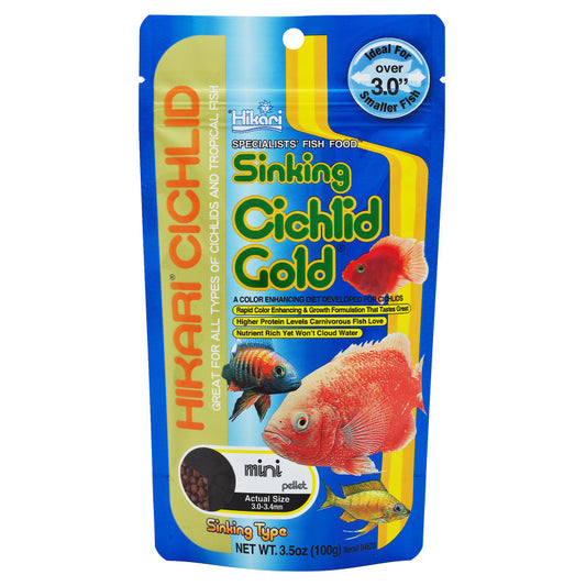 Hikari Cichlid Mini Gold Sinking Pellets Fish Food 3.5 oz