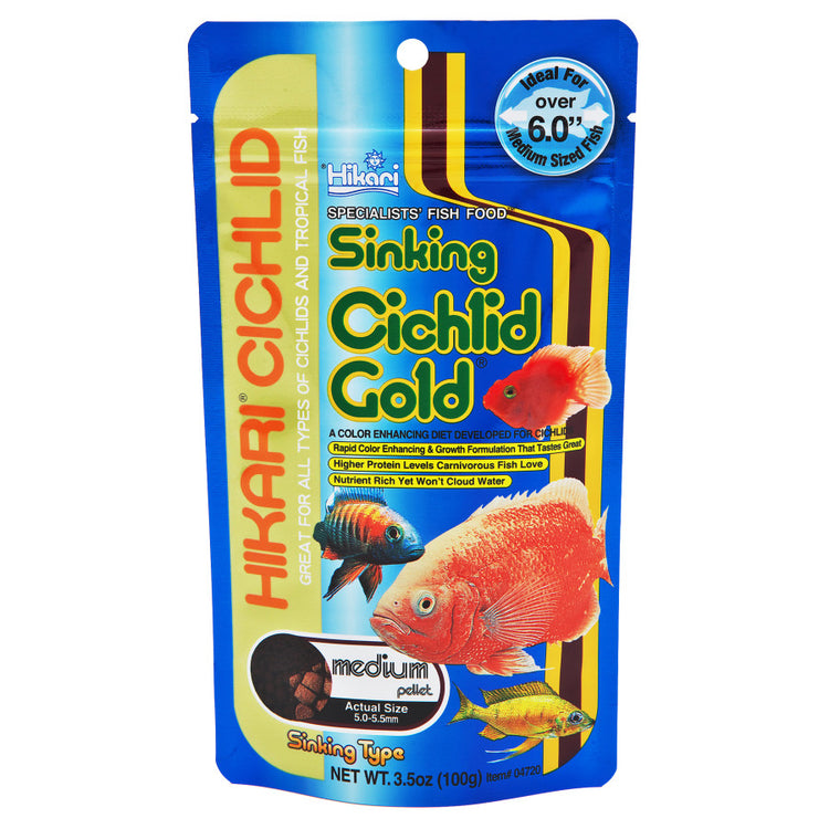 Hikari Cichlid Medium Gold Sinking Pellets Fish Food 3.5 oz