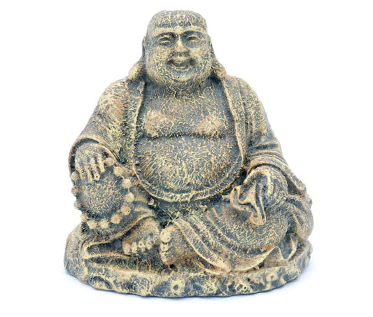 Penn-Plax Sitting Buddha Aquarium Statue Grey- Mini